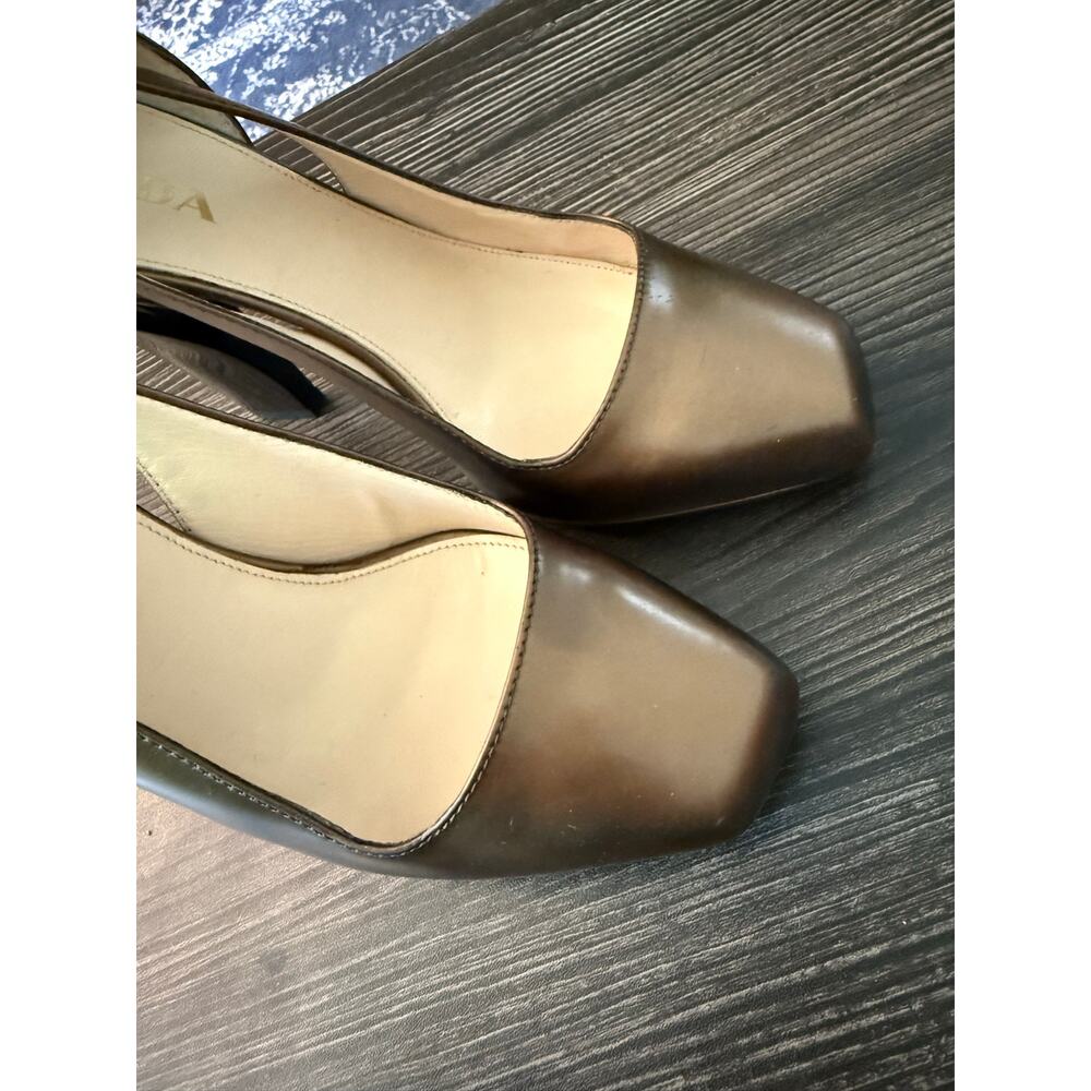 Prada Metallic Bronze Leather Slingback Pumps Sz. 36 (COA) - Picture 2 of 9